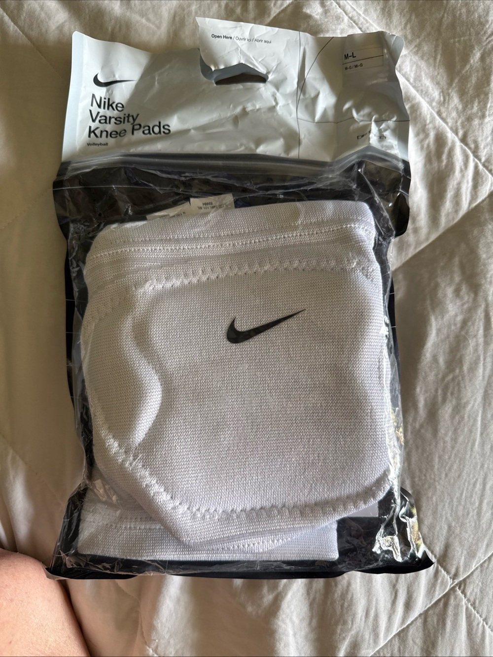 Nike White and Black Varsity Knee Pads